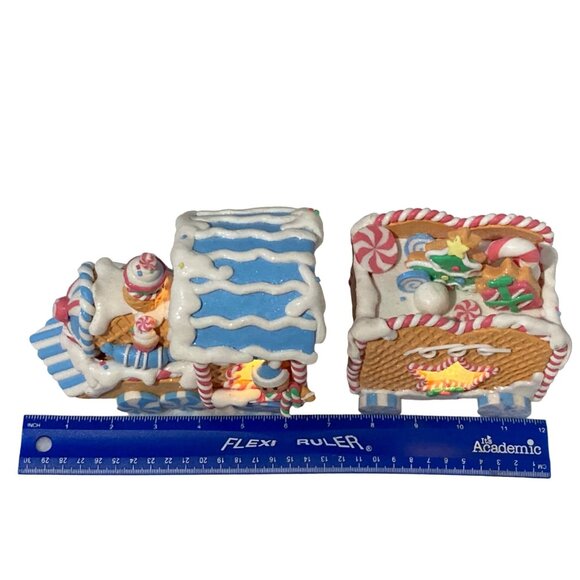 Light up 2 Piece Gingerbread Train Engine Candy Filled Car Holiday Decoration - Picture 10 of 14